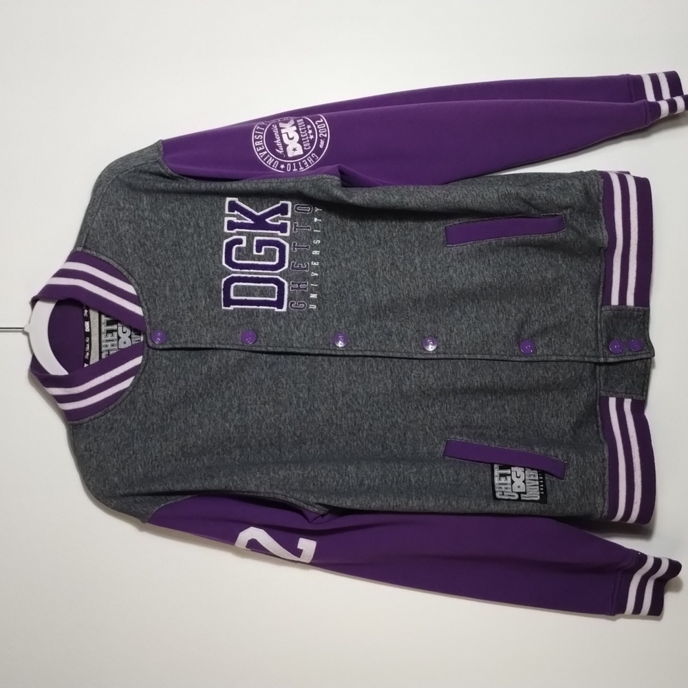 Vintage DGK Ghetto Letterman University Varsaty 02 Jacket Purple and Gray Size M